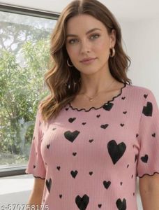 Pink Heart Print Top