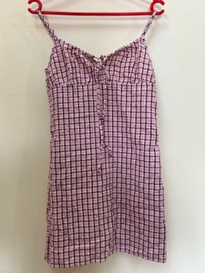 Pink Plaid Spaghetti Strap Dress