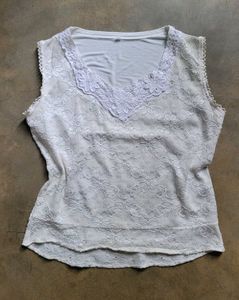 White Lace Sleeveless Top
