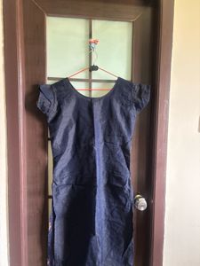 Embroidered Navy Blue Kurta