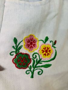 Floral Embroidered Denim Skirt