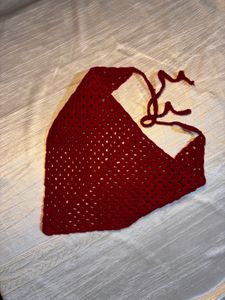 Handmade Maroon Crochet Scarf | Bandana