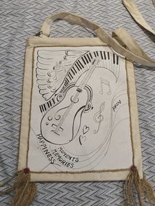 Hand-Painted Music Themed Tote Bag