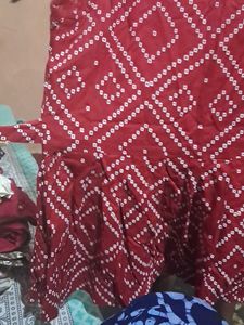 Red Bandhani Print Kurti