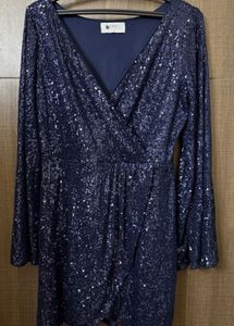 Sparkling Navy Blue Sequin Dress