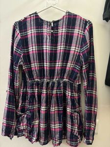 Max Chic Plaid Embroidered Tunic Top