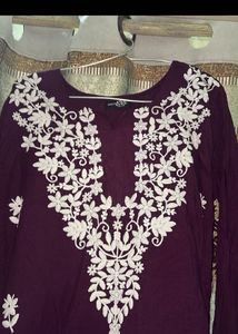 Embroidered Purple Kurta