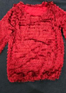 Vibrant Red Faux Fur Top