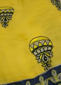 New Bright Yellow Embroidered Saree