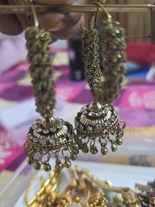 Elegant Jhumka Earrings with Stones