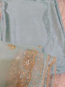 Designer Teal Embroidered Kurti Set