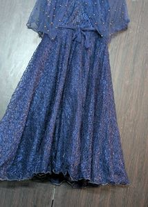 Elegant Navy Lace Gown