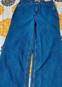 Wide Leg Blue Denim Jeans