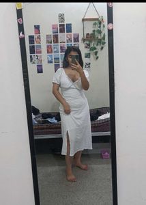 Chic White Textured Midi Dress