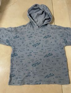 Grey Graphic Print Hoodie