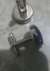 Elegant Navy Blue Polka Dot Cufflinks