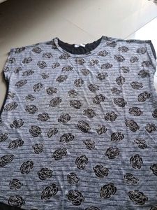 Grey Floral Print Top