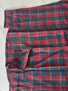 Classic Red &amp; Teal Plaid Flannel Shirt