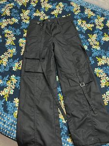 Black Cargo Pants with Belt