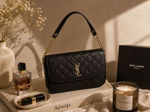 Chic Black YSL  Quilted Shoulder Bag
