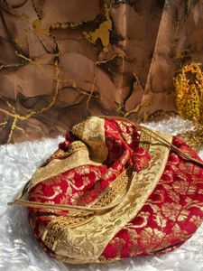 Red &amp; Gold Ethnic Potli Bag