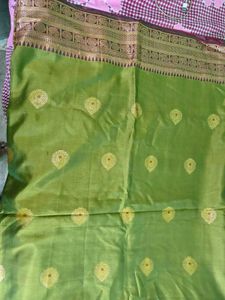 Green Saree with Orange Blouse