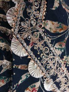 Elegant Navy Floral Anarkali Suit Set