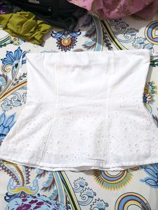 Chic White Broderie Anglaise Corset Top