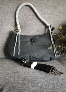 Chic Black Shoulder Bag with Rope Handle
