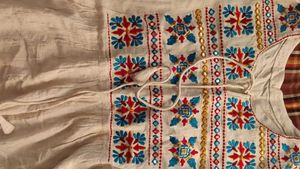 Embroidered Cream Cotton Top