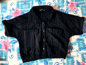 Cute Black Textured Shirt