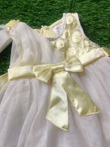 Elegant Yellow &amp; White Flower Girl Dress