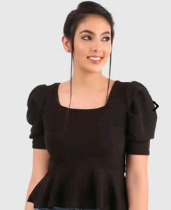 Combo Puff Sleeve Peplum Tops