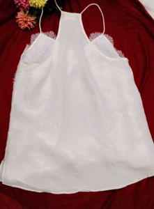 Elegant Lace Trim White Cami Top
