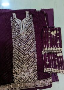 Beautiful Semi Stitched Suit Stones Work