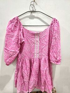 Pink Printed Kurta Size-S