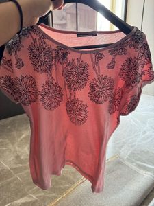 Pink Floral Print Top