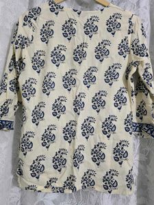 Asthetic Kurti with blue and cream colour