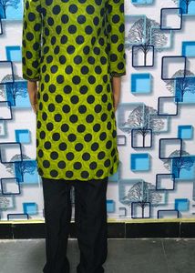 Girls Lime Green Kurta with Paijama dupatta Polk