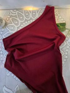 Maroon one shoulder Tunic Top