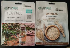 Mirabelle Facial Sheet Masks (Tea Tree & Oatmeal)