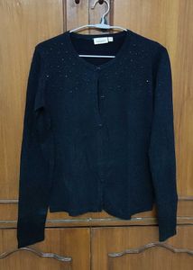 Kapphl Elegant Black Cardigan with Embellishments