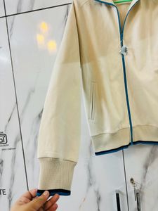 Cream Jacket With Blue Lining