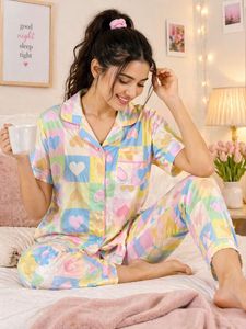 Cute Heart Print Pajama Set