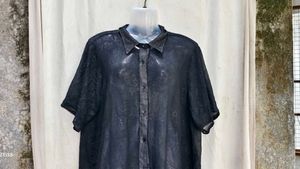 5267. Sheer Black Button-Up Shirt
