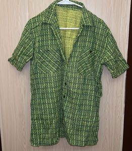 Green Plaid Button-Up Shirt