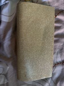 Sparkling Gold Clutch Bag with Chain
