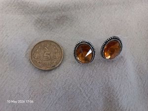 Elegant Amber Style Resin Stud Earrings