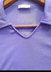 Purple Ribbed Collared Top
