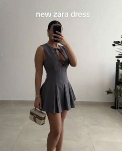 Zara Godet Bow Short Dress